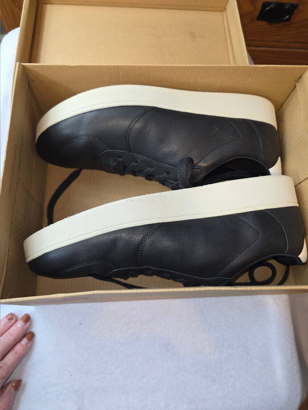 Fitflop Rally Leather Comfort Sneakers Cushion Walking Shoes Black Men's Size 11 - Picture 3 of 10